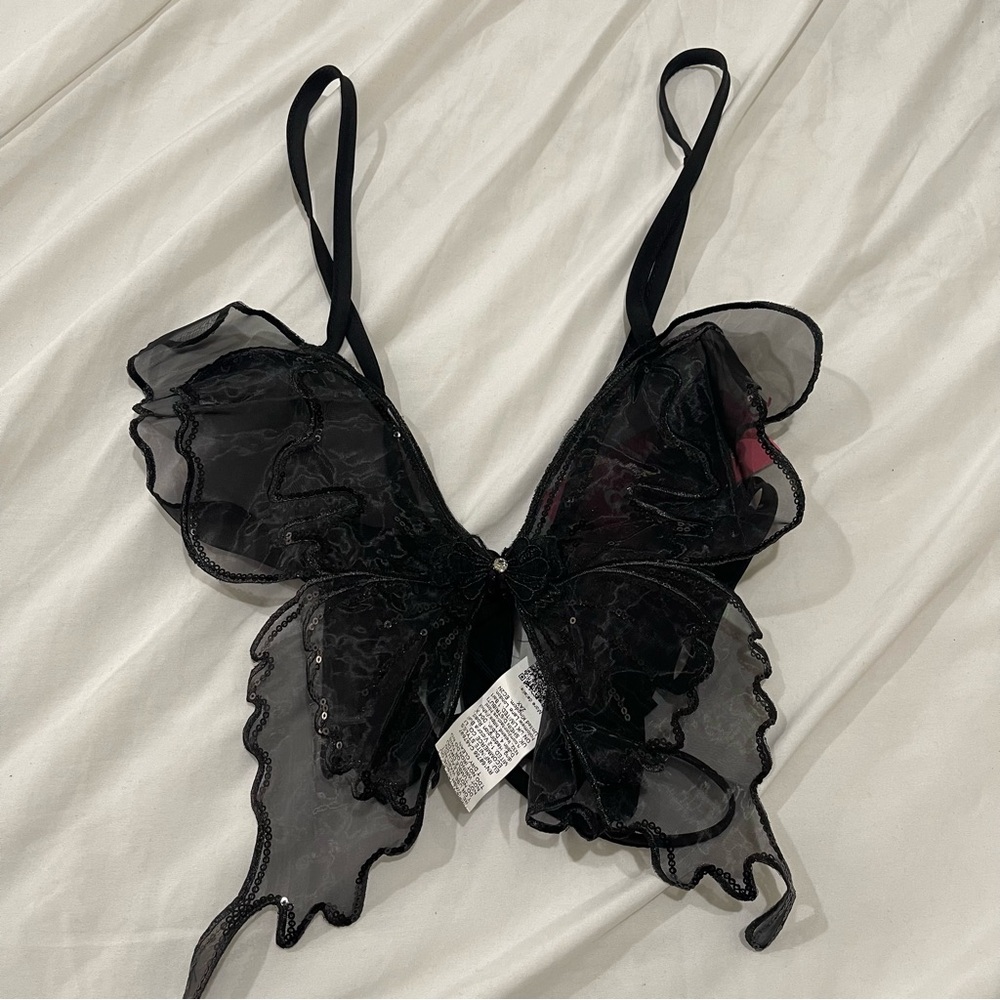 Y2K Black Sheer Butterfly top